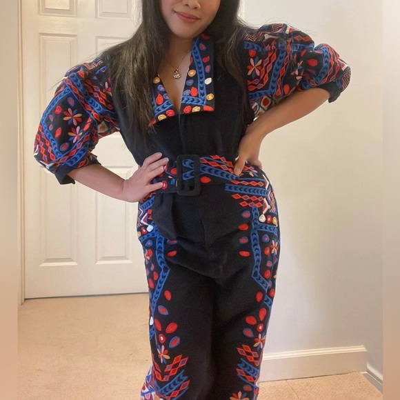 Farm Rio Emrboidered Corduroy Jumpsuit EUC for $280 sz Small — originally $485 - Picture 2 of 6